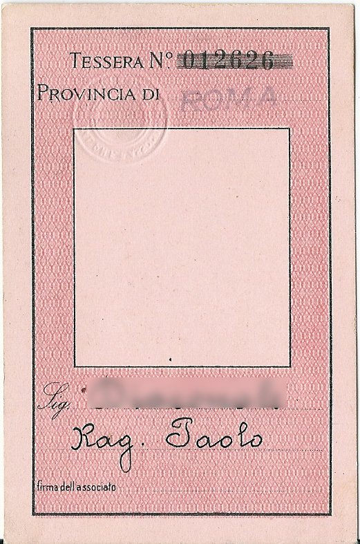 Tessera Associazione Fascista Postelegrafonici 1933