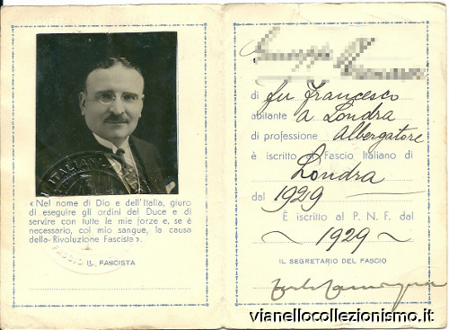 Tessera Fasci Italiani Estero 1934