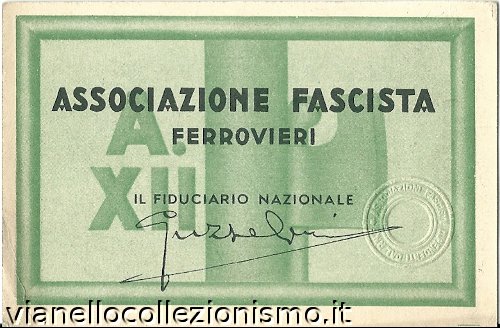 Tessera Associazione Ferrovieri 1934