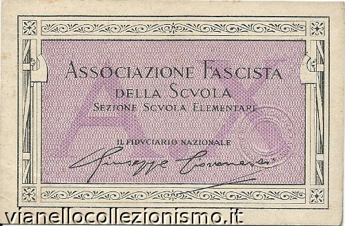 Tessera Associazione Fascista Scuola 1932
