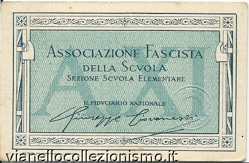 Tessera Associazione Fascista Scuola 1933