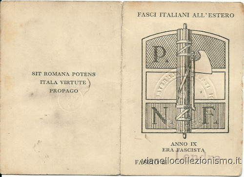 Tessera Fasci Italiani Estero 1931