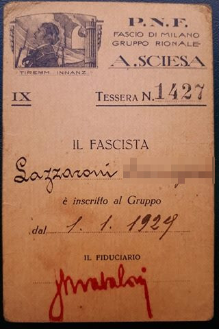 Tessera Gruppo Rionale Sciesa 1931
