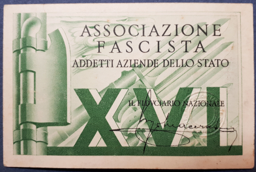 Tessera Associazione Fascista Addetti Aziende dello Stato 1938