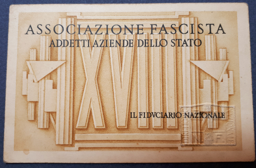 Tessera Associazione Fascista Addetti Aziende dello Stato 1940